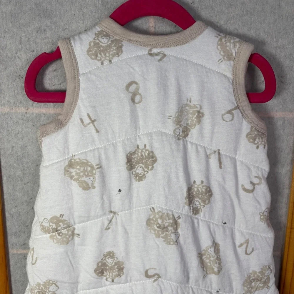 Burt's Bees‎ Baby Beekeeper Sleep Sack S White Tan Sheep Organic Cotton Quilted